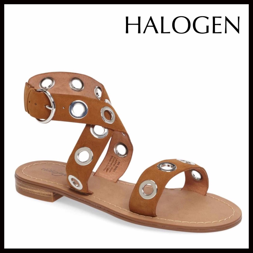 SUEDE & LEATHER SLIDES ANKLE STRAP TAN SANDALS A2C - Picture 1 of 8